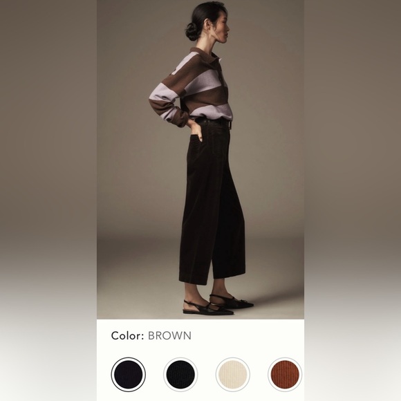 Anthropologie The Colette Cropped Wide-Leg Pants Corduroy Edition Size 28 NWT - Picture 2 of 15